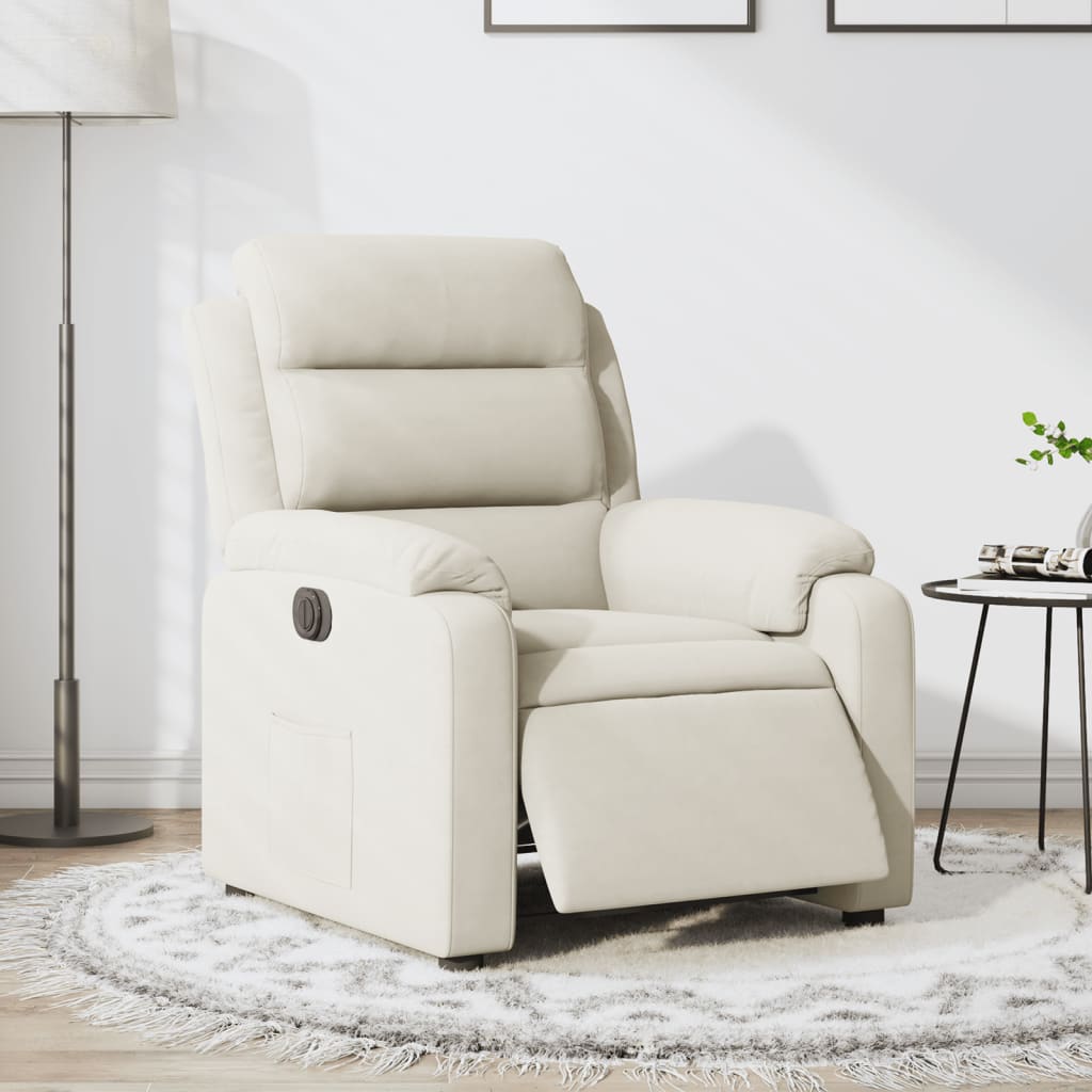 vidaXL Sillón reclinable eléctrico de terciopelo blanco crema