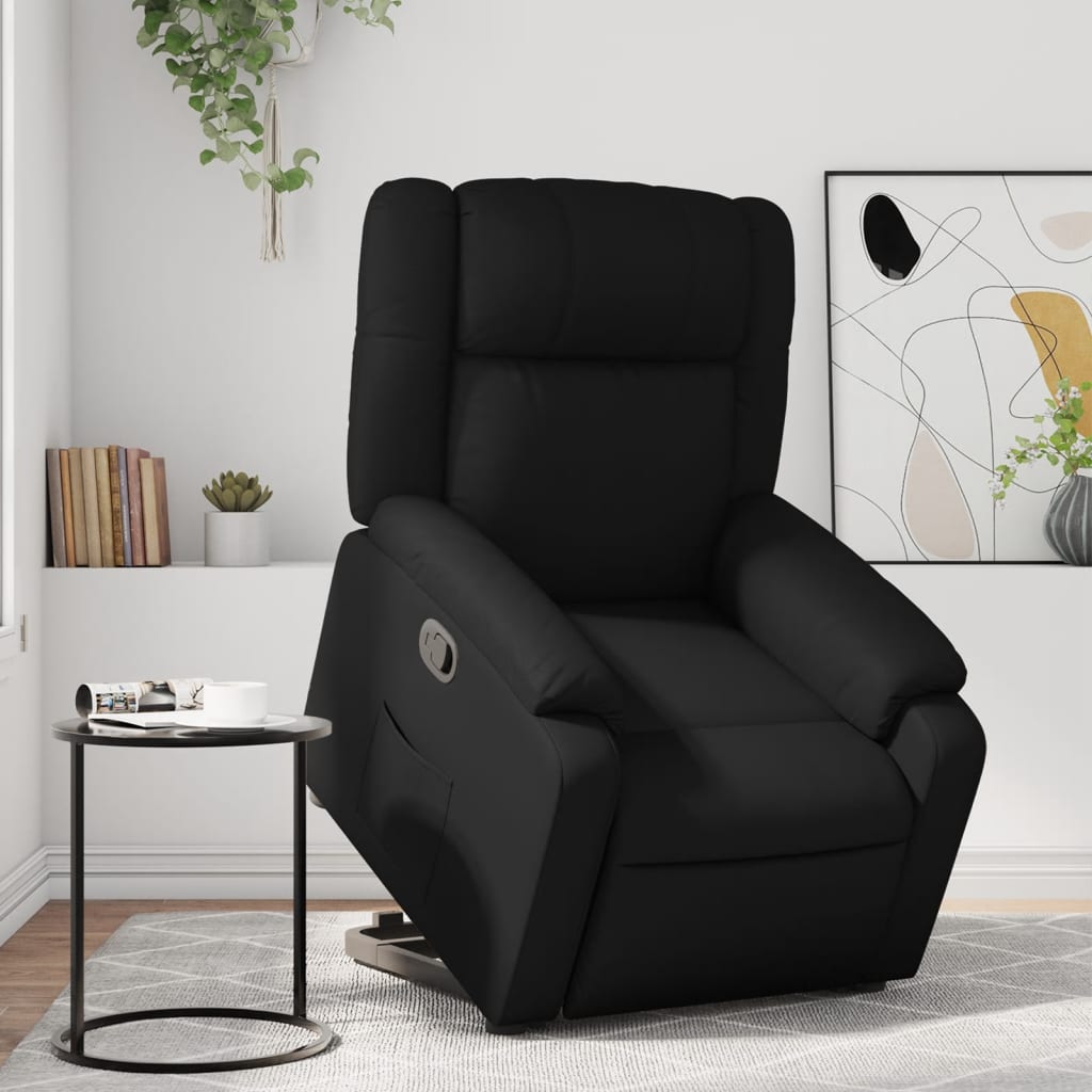 vidaXL Sillón reclinable elevable cuero artificial negro