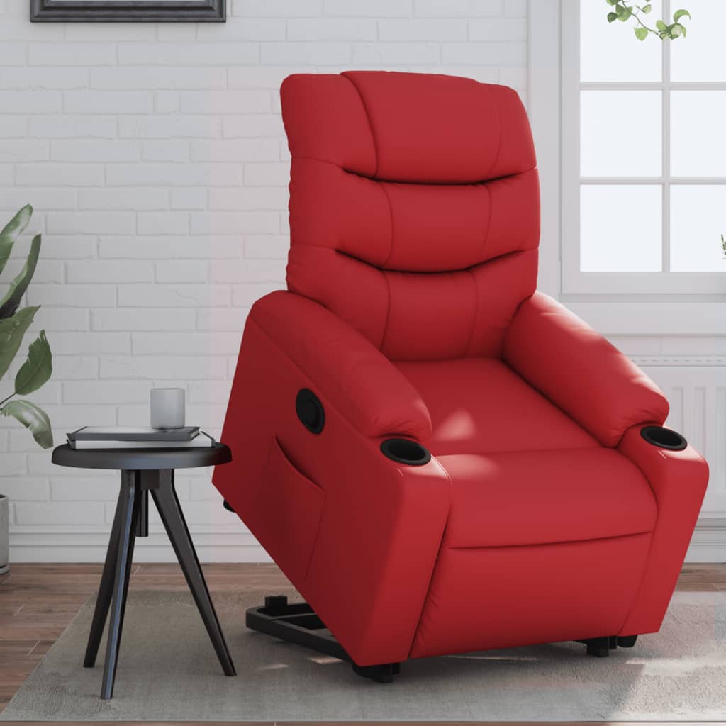 vidaXL Sillón reclinable elevable cuero artificial rojo