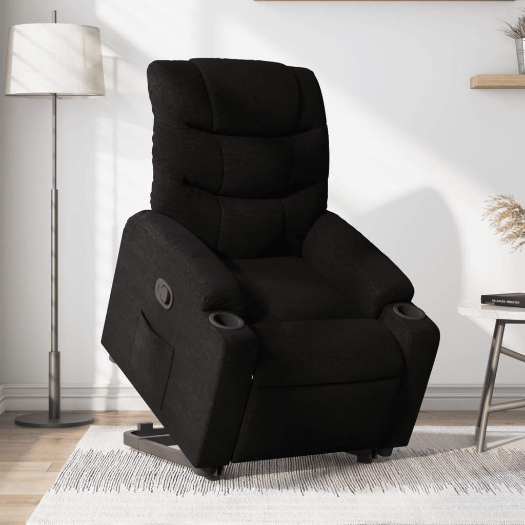 vidaXL Sillón reclinable elevable tela negro