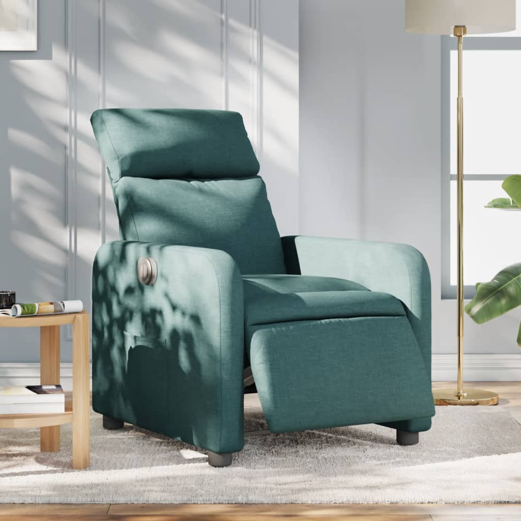 vidaXL Sillón reclinable eléctrico tela verde oscuro