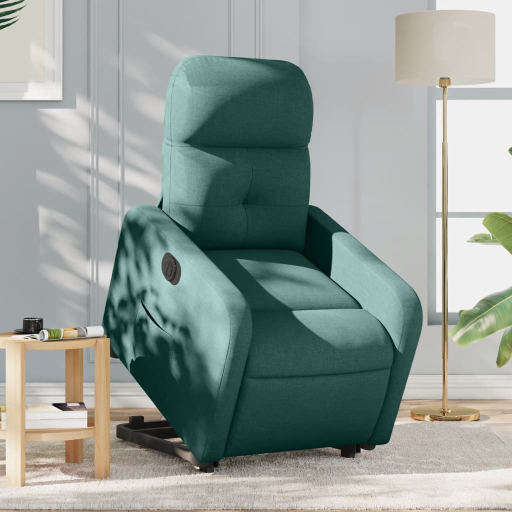 vidaXL Sillón eléctrico reclinable elevable de tela verde oscuro