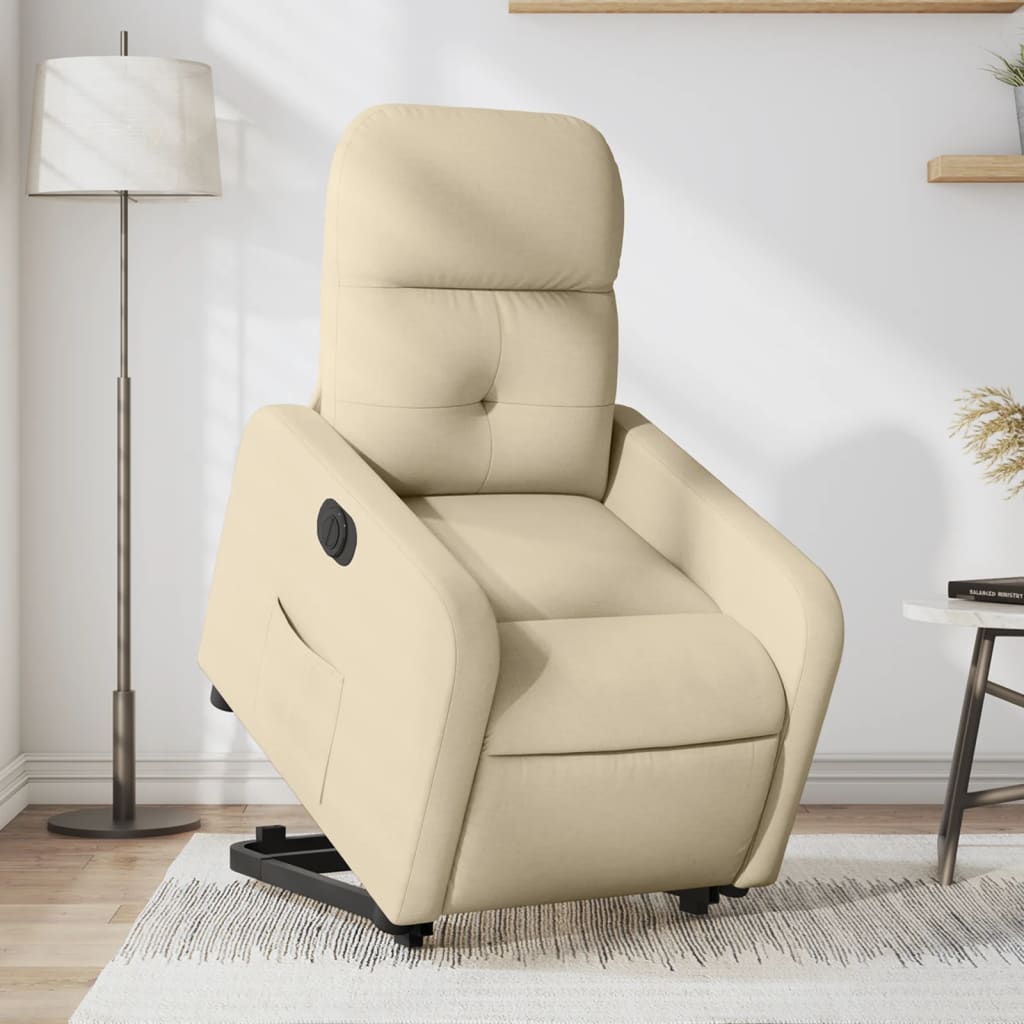 vidaXL Sillón eléctrico reclinable elevable de tela color crema