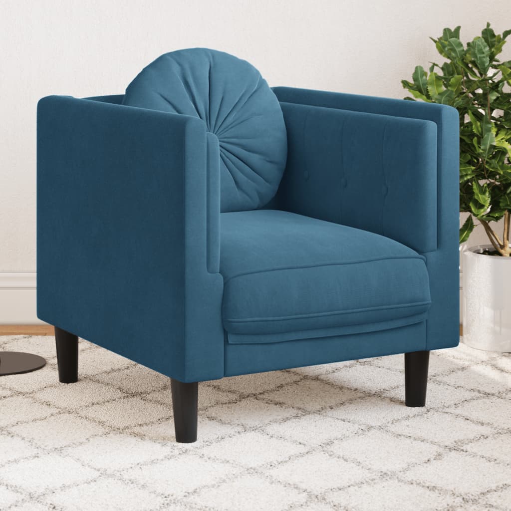 vidaXL Sillón con cojín terciopelo azul