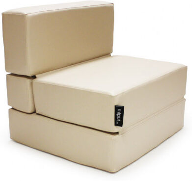 Puff Cama Convertible y Plegable - Polipiel Beige