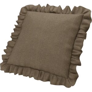 Cushion cover with ruffles , Dark Taupe, Bouclé & Texture - Bemz