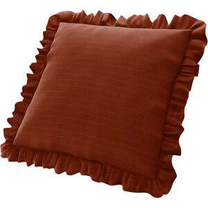 Cushion cover with ruffles , Burnt Sienna, Velvet - Bemz