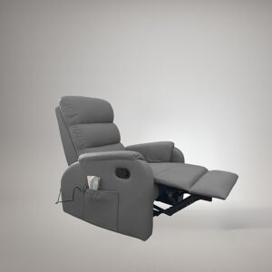 Toscohome Fauteuil de relaxation manuel avec 8 points de massage, revêtement en similicuir gris - Futura