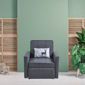 Toscohome Fauteuil avec lit escamotable tissu résistant couleur gris - Magico