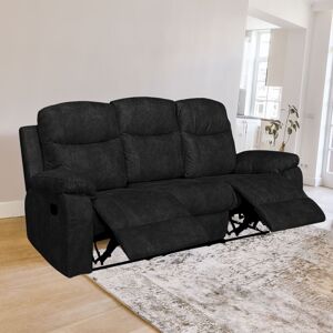 Toscohome Canapé 3 places inclinable en tissu nubuck anthracite - Chicago