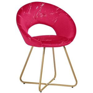 Toscohome Fauteuil en velours rouge avec pieds en métal doré - Ether