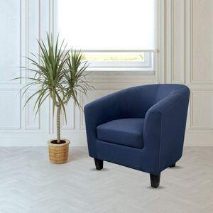 Toscohome Fauteuil en bois avec revêtement en tissu bleu - Halong