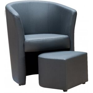 Toscohome Fauteuil en simili-cuir gris foncé avec pouf extractible - Pegasus