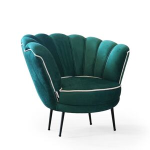 Toscohome Fauteuil coquille velours vert émeraude avec bord blanc - Orel