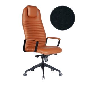 Toscohome Fauteuil de bureau avec accoudoirs à roulettes et appui-tête noir - Capri