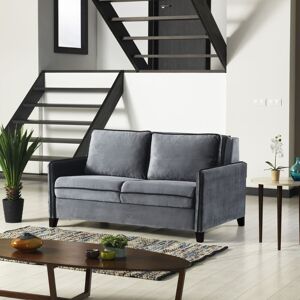 Toscohome Canapé-lit 2 places avec meuble de rangement tapissé en tissu gris - Alcona