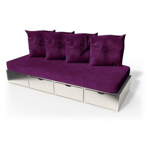ABC MEUBLES Banquette cube 200 cm + futon + coussins - - Gris Aluminium - / - Gris Aluminium - Publicité