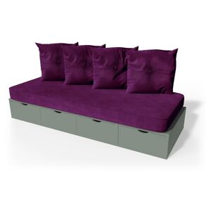 ABC MEUBLES Banquette cube 200 cm + futon + coussins - - Gris