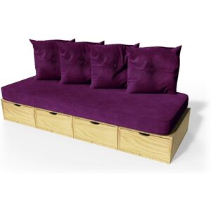 ABC MEUBLES Banquette cube 200 cm + futon + coussins - - Miel - / - Miel