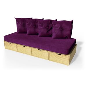 ABC MEUBLES Banquette cube 200 cm + futon + coussins - - Miel