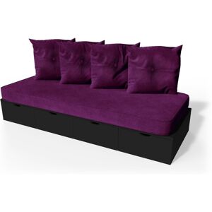 ABC MEUBLES Banquette cube 200 cm + futon + coussins - - Noir