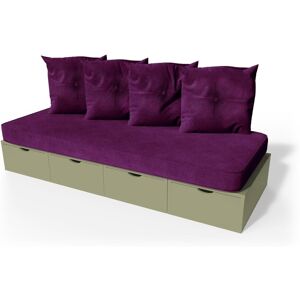 ABC MEUBLES Banquette cube 200 cm + futon + coussins - - Taupe - / - Taupe