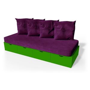 ABC MEUBLES Banquette cube 200 cm + futon + coussins - - Vert - / - Vert