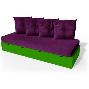 ABC MEUBLES Banquette cube 200 cm + futon + coussins - - Vert