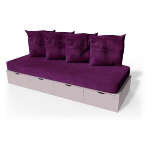 ABC MEUBLES Banquette cube 200 cm + futon + coussins - - Violet Pastel
