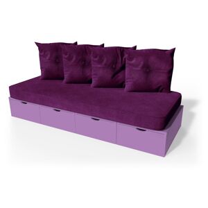 ABC MEUBLES Banquette cube 200 cm + futon + coussins - - Lilas