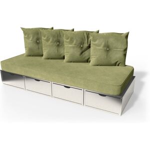 ABC MEUBLES Banquette cube 200 cm + futon + coussins - - Gris Aluminium - / - Gris Aluminium - Publicité