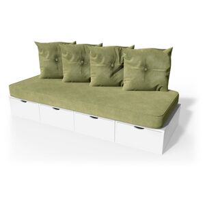 ABC MEUBLES Banquette cube 200 cm + futon + coussins - - Blanc