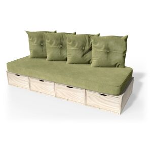 ABC MEUBLES Banquette cube 200 cm + futon + coussins - - Brut - / - Brut - Publicité