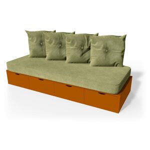 ABC MEUBLES Banquette cube 200 cm + futon + coussins - - Chocolat