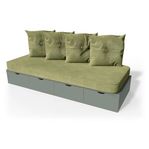 ABC MEUBLES Banquette cube 200 cm + futon + coussins - - Gris