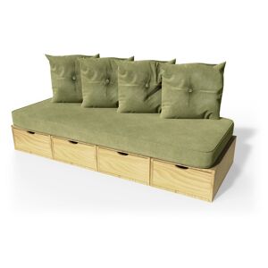 ABC MEUBLES Banquette cube 200 cm + futon + coussins - - Miel