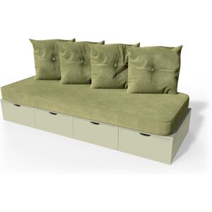 ABC MEUBLES Banquette cube 200 cm + futon + coussins - - Moka - / - Moka