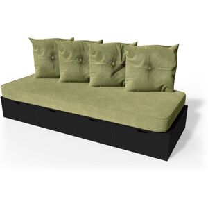 ABC MEUBLES Banquette cube 200 cm + futon + coussins - - Noir