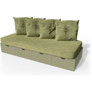 ABC MEUBLES Banquette cube 200 cm + futon + coussins - - Taupe - / - Taupe