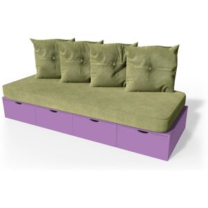 ABC MEUBLES Banquette cube 200 cm + futon + coussins - - Lilas