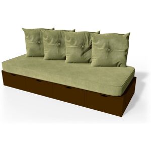 ABC MEUBLES Banquette cube 200 cm + futon + coussins - - Wengé - / - Wengé