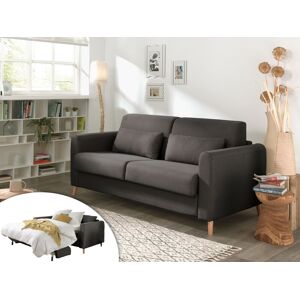 Lisa Design Timo Canapé 3 places convertible couchage quotidien matelas 12 cm en tissu Gris foncé