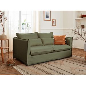 Lisa Design Adriann canapé fixe 2 places en tissu déhoussable Vert