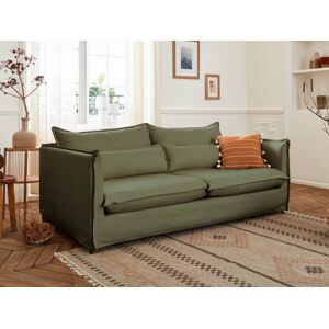 Lisa Design Adriann canapé fixe 3 places en tissu déhoussable Vert