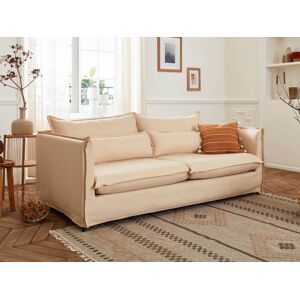 Lisa Design Adriann canapé fixe 3 places en tissu déhoussable Beige