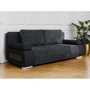 BestMobilier Elio canapé 3 places convertible avec coffre style contemporain Noir / Gris