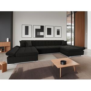 BestMobilier Ulys canapé panoramique U convertible avec coffres 7 places style contemporain Noir