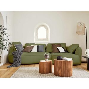 Lisa Design Hibiscus canapé d'angle droit 4 places en tissu Vert