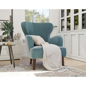 Lisa Design Jaudy fauteuil en velours pieds en bois Bleu