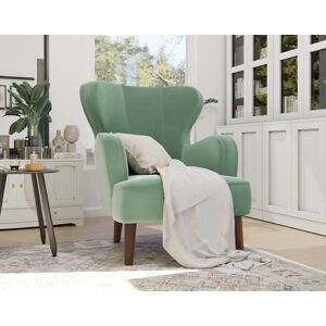 Lisa Design Jaudy fauteuil en velours pieds en bois Vert